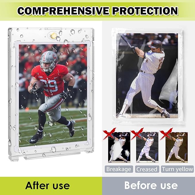 130PT Magnetic Card Holders for Trading Cards, 18ct One Card Touch Holder Baseball Card Thick Protectors Hard Plastic Magnetic Card Case Sports Football Basketball Top Loads for Cards Sleeves