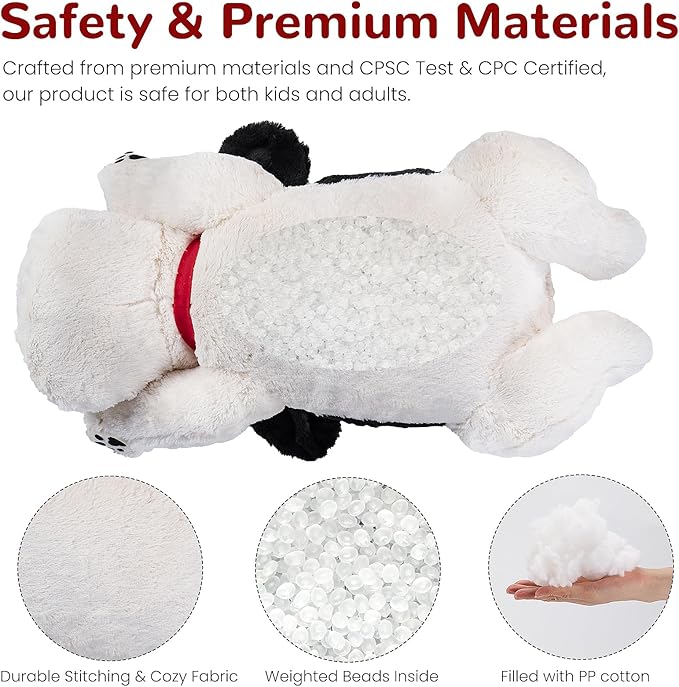 meowtastic Black & White Dog Weighted Stuffed Animals - 28 Inch 5.0 Pounds Weighted Plush Dog Stuffed Animals - Large Stuffed Dog Plush Pillow - Cute Plush Toys Gifts for Kids & Adults (28" 5.0 lbs)