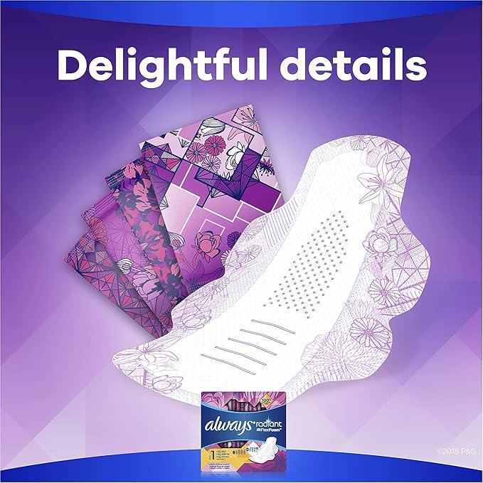 Always Radiant Pads with Wings, Scented (Pack of 6)