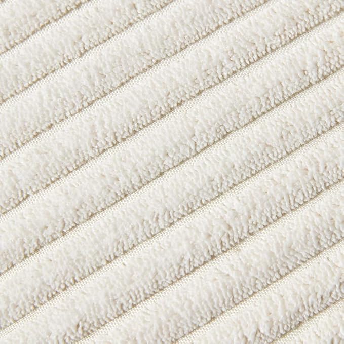Fancy Homi Pack of 2 Corduroy Soft Decorative Throw Pillow Covers with Pom-poms, Solid Square Cushion Case Pillow Cases Set for Couch Sofa Bedroom Car Living Room (22x22 Inch/55x55 cm, Cream)