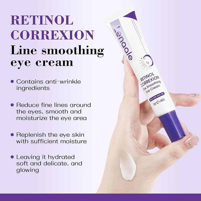 Eye Cream, Retinol Eye Cream for Dark Circles, Puffiness Anti Aging, With Hyaluronic Acid, Peptides, Caffeine Reduces Bags, 1234