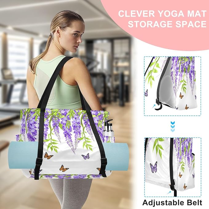 MCHIVER Yoga Bag for Women Men Large Yoga Mat Bag with Adjustable Strap Workout Bags Totes for Pilates Yoga Travel