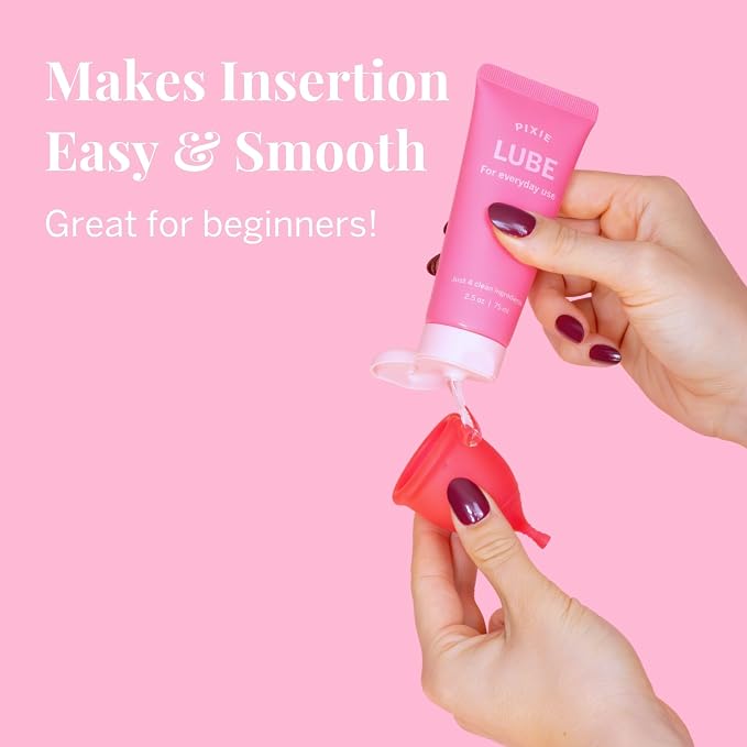 Pixie Cup Insertion Gel – Water-Based Glide for Menstrual Cups & Discs – Gentle, Fragrance-Free, Plant-Based, Silicone & Latex Compatible – TSA Approved 75 mL Tube