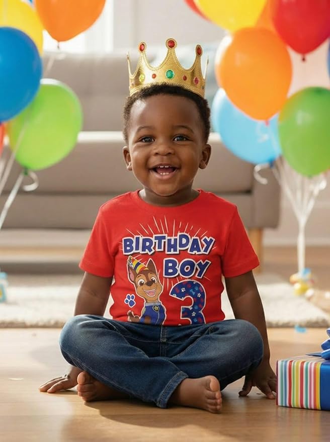 Paw Patrol Chase 3rd Birthday Boy Shirt - Toddler T-Shirt Gift Outfit for Party - Clothes for 3 Year Old Boys