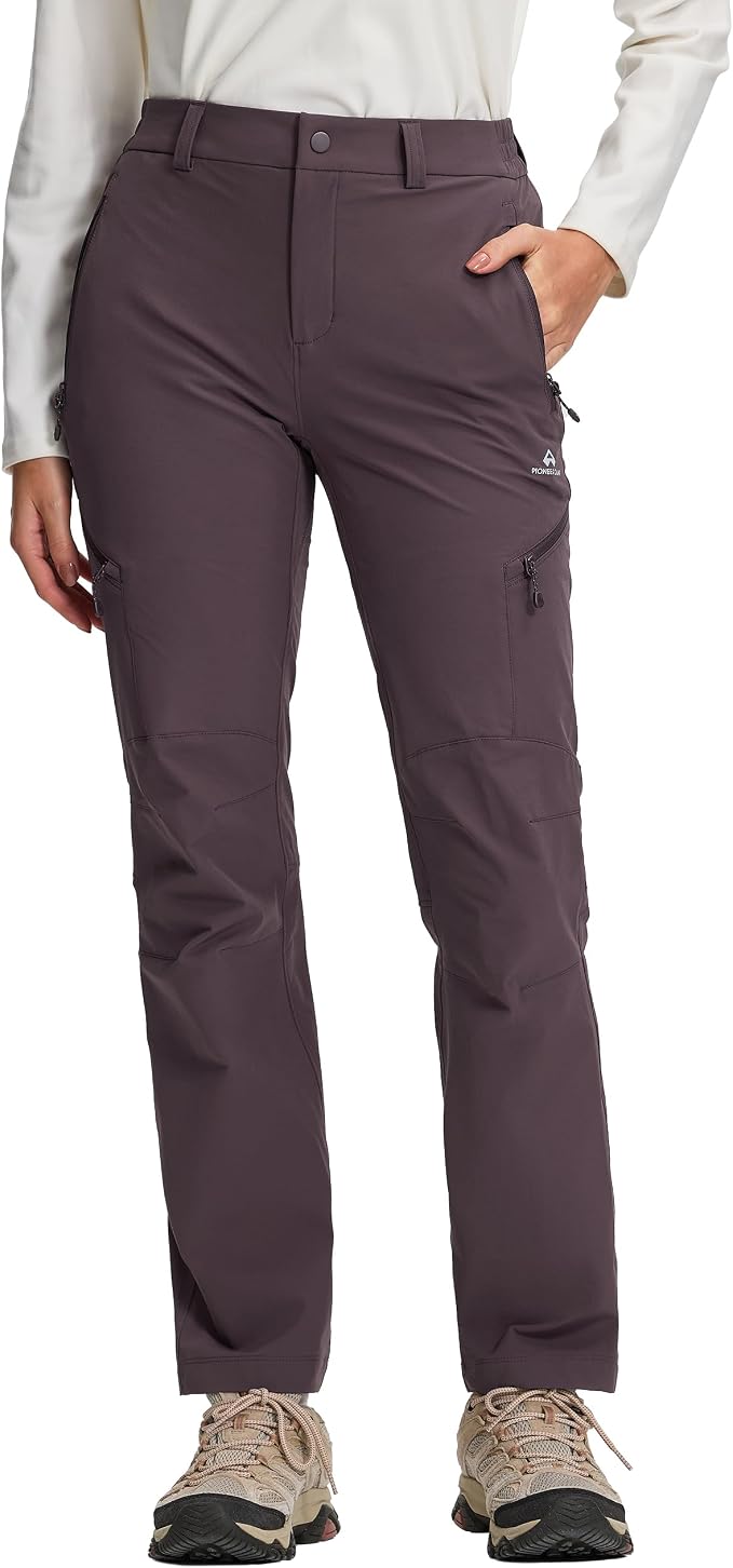 Pioneer Camp Women's Hiking Cargo Pants Water Resistant Ripstop with 4 Zip Pockets Quick Dry Climbing Softshell Trail Travel
