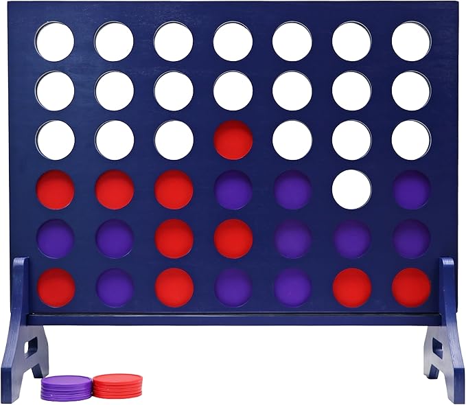 Tailgating Pros Premium Navy Giant Four in a Row with Carrying Case - Jumbo Oversized Outdoor Yard Game - Connect Multiple Pucks in a Row to Win - Many Puck Colors Available!
