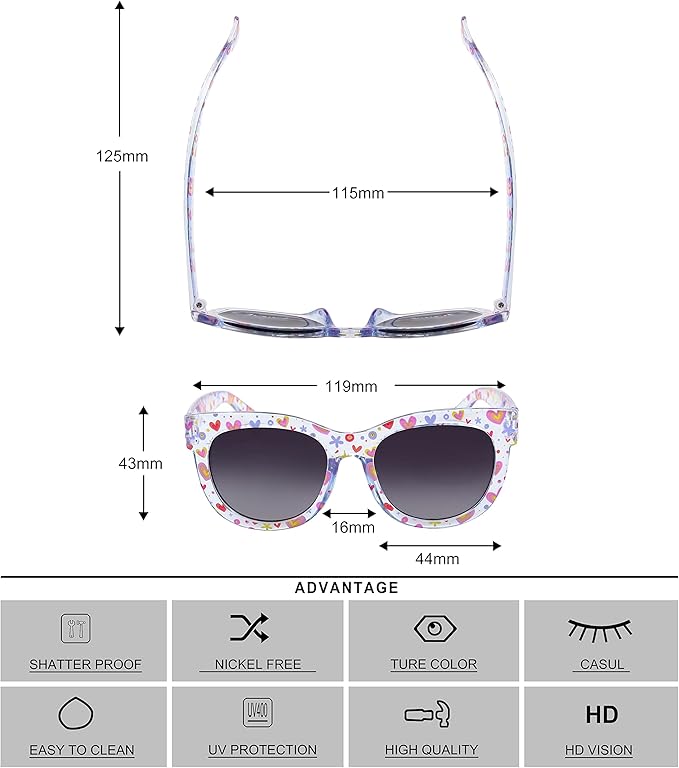KENBO Kids Sunglasses for Girls UV Protection Toddler Sunglasses