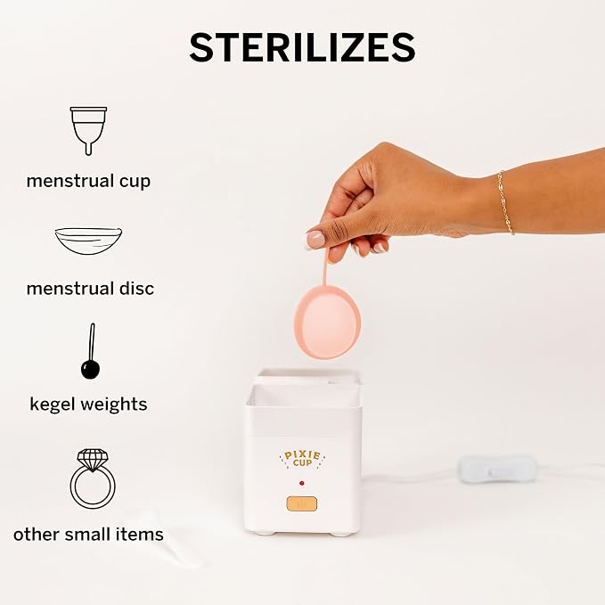 Menstrual Discs with Sterilizer - Ranked 1 for Most Comfortable Soft Reusable Period Disc - Kills 99.9% of Germs with Cleaner Steamer - Wash Your Disc in 3 Minutes! - Compact Sanitizer Kit