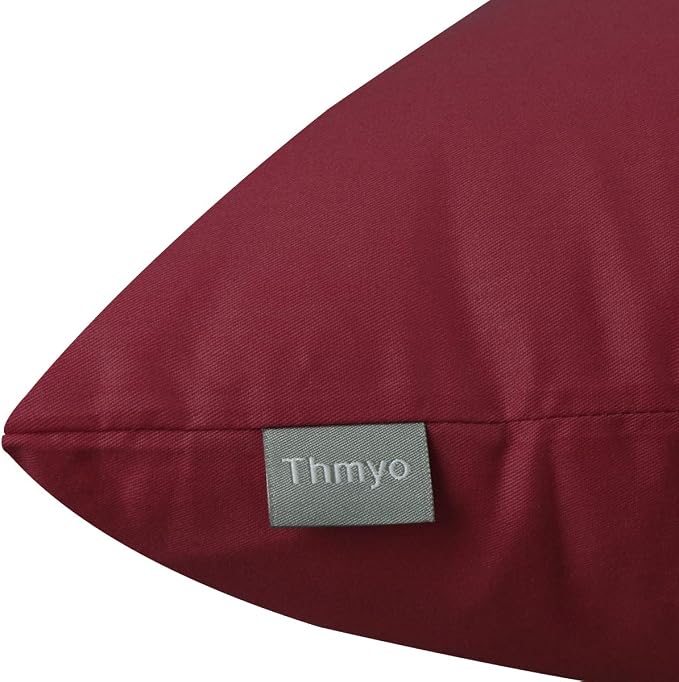 4-Pack 100% Cotton Comfortable Solid Decorative Throw Pillow Case,Thmyo Square Cushion Cover Pillowcase Sublimation Blank Pillow Covers DIY Throw Pillowcase for Sofa(16x16 inch/ 40x40cm,Wine red)
