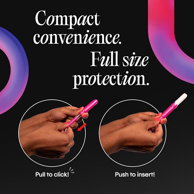 U by Kotex Click Compact Tampons, Regular Absorbency, Unscented, 128 Count (8 Packs of 16) (Packaging May Vary)