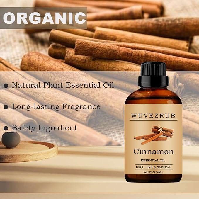 Cinnamon Essential Oils 60ML, 100% Pure and Natural Essential Oil for Aromatherapy Diffuser - 2 Fl Oz