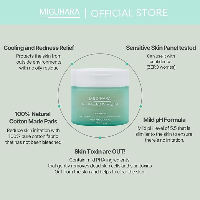 Cica Bakuchiol Calming Pad | Korean Skincare Toner Pad (150ml/5.07 fl.oz.)