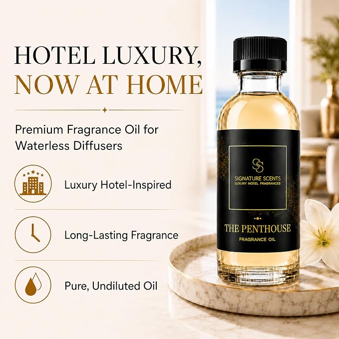 Luxury Hotel Diffuser Oil for Hotels and Homes - Aromatherapy Oils for use with an Essential Oil Diffuser at Home - Fragrance-Scent Diffuser Oil Blend (The Penthouse) 4.05fl oz (120ml)