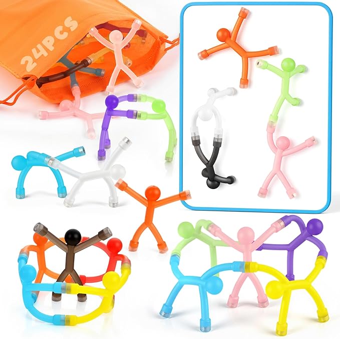 3 otters 24PCS Magnetic People, Magnet Men with White Board Fridge Magnets Sensory Fidget Toys for Classroom Prize Goodie Bag Stuffers