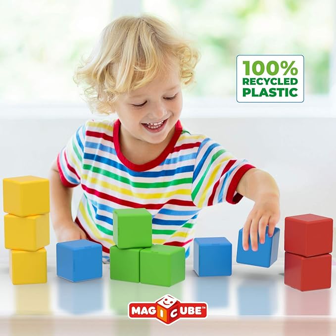 Geomag Magicube 8pcs Magnetic Blocks - Magnetic Building Blocks for Toddlers 1-3, Montessori Toys for 1+ Year Old, Autism Sensory Product, Magnets for Kids