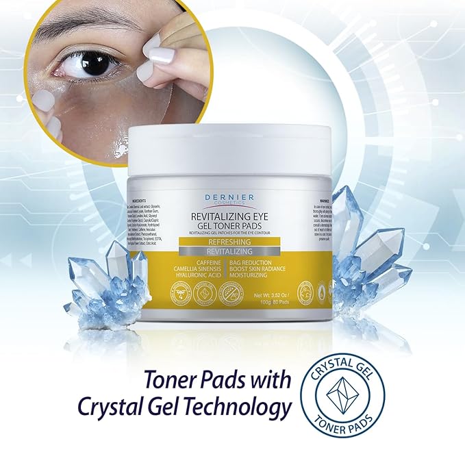 Dernier Under Eye Patches with Caffeine and Hyaluronic Acid | Beauty Skincare for Women – Puffy Eyes & Dark Circles Under Eye Treatment – Hydrate, Refresh and Rejuvenate Eyes Contour– 100g - 80 Pads