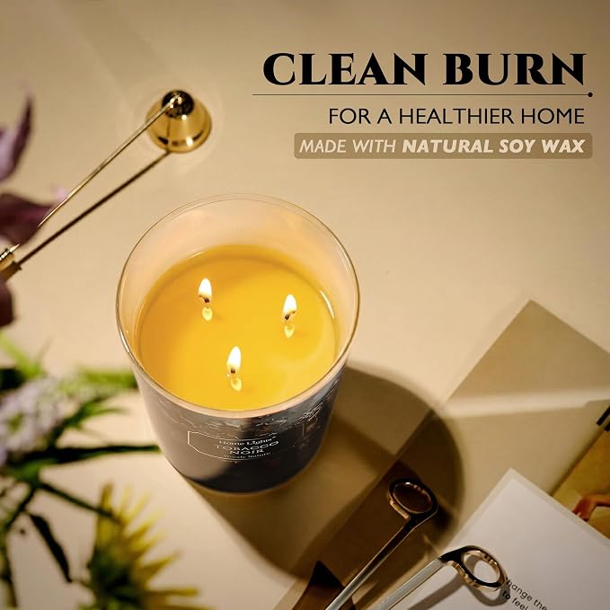 HomeLights Scented Candles for Women & Men, 18oz Candle Jars Aromatherapy 4-Wick Candle, Ideal for Industrial Chic Home Decor and Gifts, Tobacco Noir Fragrance