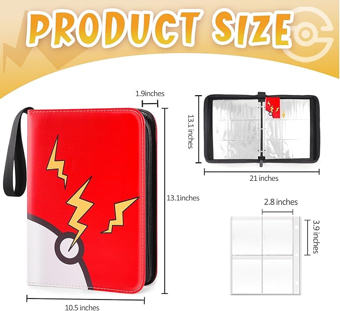 GOROMA Card Binder 9-Pockets, 900 Pockets Card Holder with 50 Removable Sleeves, Trading Card Collector Zipper Album Holder, Dark Red
