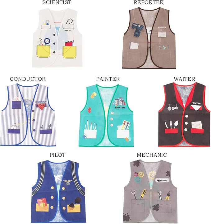 Tigerdoe Dress Up Clothes - 7 Pc - Pretend Play School Set - Career Costumes - Kids Role Play Costume - Occupation Costume