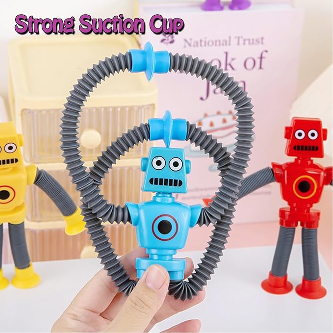 20 Pack Telescopic Suction Cup Robot Toy, Stretchy Giraffe SuctionAnimal Autism Sensory Toy for Toddlers, Travel Essential, Educational Classroom Treasure Box, Stretchy Robots Party Favors