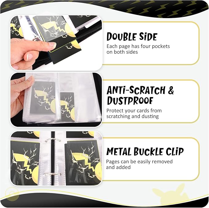 Card Binder 9-Pockets, 900 Pockets Card Holder with 50 Removable Sleeves, Trading Card Collector Zipper Album Holder, Black