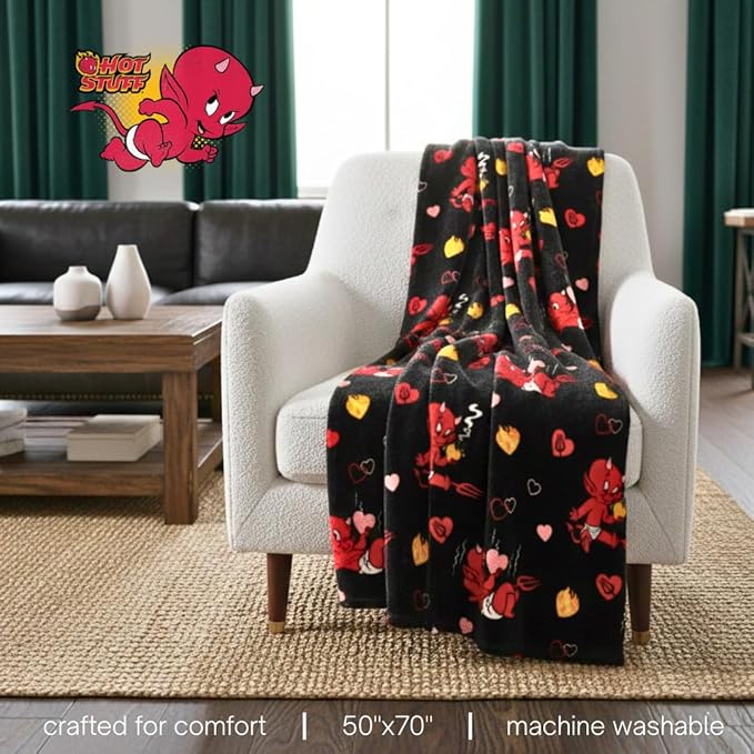 Hot Stuff The Little Devil Bedding Super Soft Plush Cozy Throw Blanket, 50 in x 70 in, (Officially Licensed Product) by Franco Collectibles