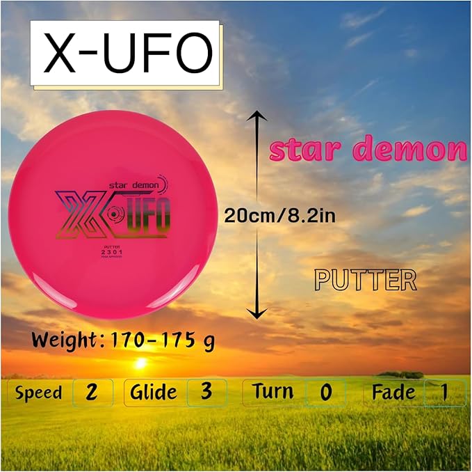 X-UFO Disc Golf Set - Disc Golf Starter Set 5 Pieces, with Putter, Driver, Mid-Range Discs, Mini Discs,Disc Golf Discs Set 170-180 Grams,PDGA Certified Golf Disc (Set 4)