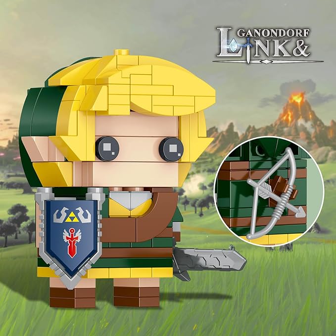 TOY PLAYER BOTW Link Figure Building Set, Link Action Figures with Master Sword and Ganondorf, Birthday Party Decorations Supplies, Gifts for Fans Kids &Adults (200+ Pieces)