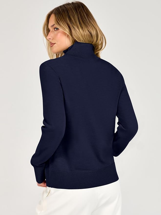 ANRABESS Women Quarter Zip Long Sleeve Fall Pullover Sweater | Soft Knit Fabric Medium Stretch, Business Casual Work Office, Travel Vacation, 2026 Trendy Fashion, Winter Cozy Outfits