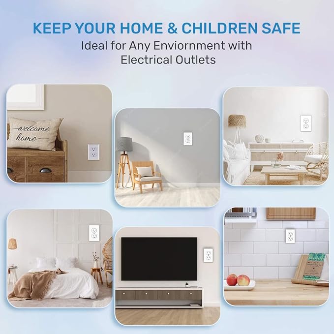 BABY PROOF ME 48 Pack Outlet Covers Baby Proofing, Provide Shock Prevention and Easy Installation, Safe and Secure Plastic Plug Covers for Power Sockets (48 Outlet Covers)