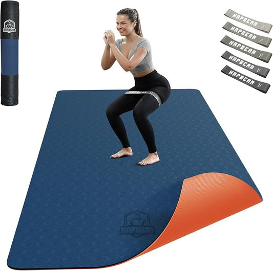 HAPBEAR Large Yoga Mat - 72"x36"x6mm (1/4 inch), Extra Wide Non-Slip Exercise Mat for Home Workout, Yoga, Pilates & Stretching, Durable, Includes Carry Bag