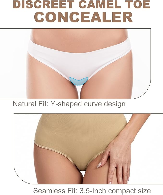 CICKEE Camel Toe Concealer Reusable - Waterproof Camel No Underwear Insert Pack Cameltoe Concealer Proof Silicone Camel Toe Hider Cover Stopper Underwear Guard for Women - 4 Pack Nude