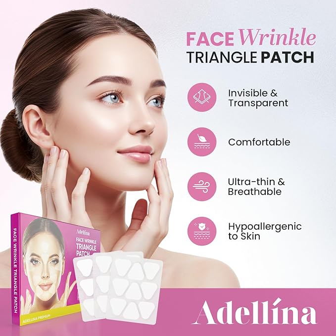 Adellina New Anti Facial Wrinkle Patches: Anti Wrinkle Patches Overnight - Smile Line Pathces - Facial Wrinkle Patche for Forehead, Smile Line, Under Eyes (1 Count (Pack of 144))