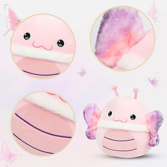 Easfan Pink Butterfly Plush Pillow Soft Plush Toy Cute Stuffed Animal Fluffy Nap Pillow for Kids,Home Decor,Birthday Festival Gifts for Girls,Kids,Toddlers