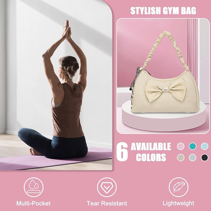 WOLT Gym Bag For Women, Yoga Mat Bag with Shoes Compartment, Wet Pocket and Water Bottle Pocket