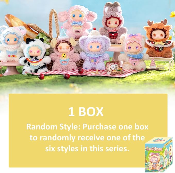 CALEMBOU Plush Doll Blind Box Figures, 6.7'' Cute Stuffed Animal Blind Plush, Kawaii 1 of 6 Possible Mystery Boxes Collectible Toys Cute Soft Plushies Birthday Gifts (Lovely Emma Pocket Zoo Series)