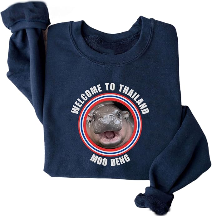 YOUNG GREEN Moo Deng Cute Sweatshirt Moo Deng Bouncy Pig T-Shirt The Cute Baby Hippo Sweatshirt Gift For Womens