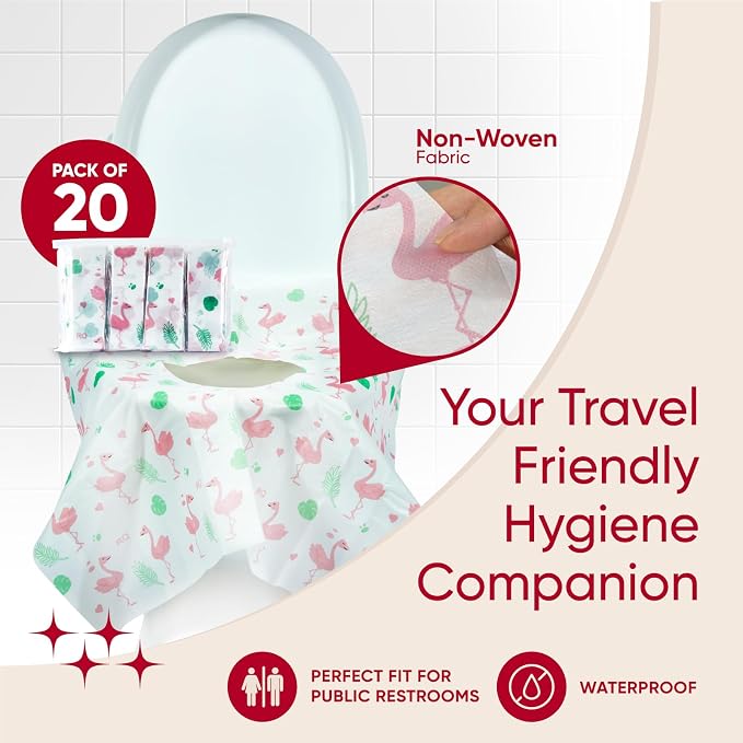 Disposable Toilet Seat Covers (Pack of 20) - XLarge Travel Toilet Seat Covers for Adults and Potty Training, Premium Toilet Seat Liners for Public Restrooms