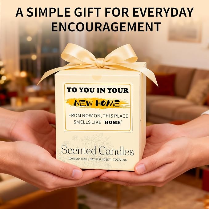 New Home Candle - Housewarming Gifts for New Home Owners, Orange Scented Soy Candle, 7oz Soy Candles for Home Scented, 50 Hours Burn, Perfect House Warming Gift for Couples, Neighbors, Friends