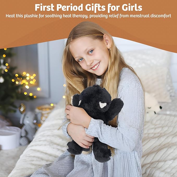 MARYSUN Microwavable Black Cat Stuffed Animal - Weighted Stuffed Animal Plush, Heating Pad, Cozy Gift for Girls|Women|Kids|Elder People