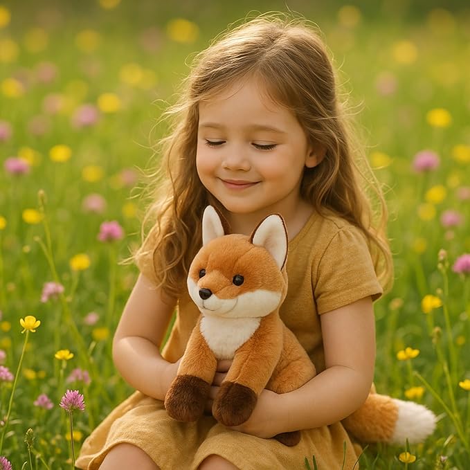Cute Fox Stuffed Animal Plush Toy with Big Soft Tail for Kids Boys Girls Birthday Bedtime Gift, 13 inches