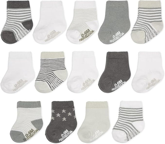 Fruit of the Loom Baby & Toddler Grow & Fit Flex Zones Cotton Stretch Socks - Unisex, Girls, Boys