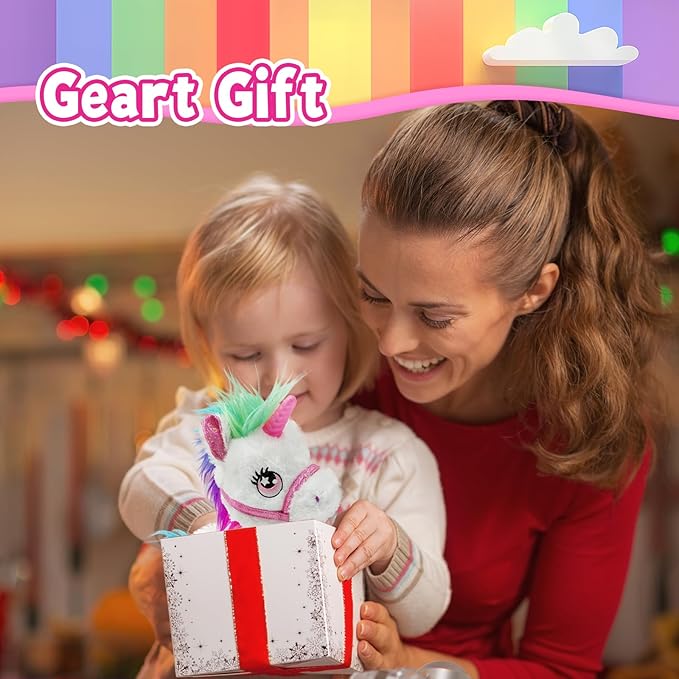 Interactive Unicorn Pet Toy with Leash Remote — Walks, Sits & “Eats”; Light-Up Horn, Touch & Sound Mode, Comb & Carrot, 3×AAA (Not Included), YH YUHUNG Unicorn Gift Toy for Girls Age 4-6