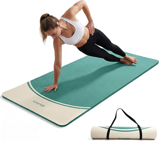 EaseUp Extra Thick Yoga Mat -2/5 inch (10MM), 72.8x31.5" Extra Long-Wide, Professional TPE Non-slip yoga mats for Yoga,Exercise, Workout,Pilates and Fitness, with strap