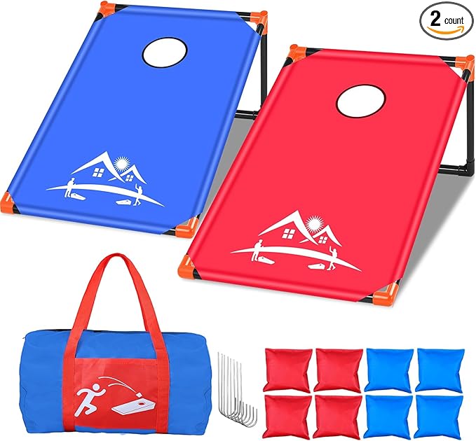 NZQXJXZ 3x2 ft Cornhole Board Set with 8 Bean Bags and Carrying Bag, Outdoor Toss Game Set for Kids and Adults, Portable Corn Hole Sets for Beach Lawn Backyard
