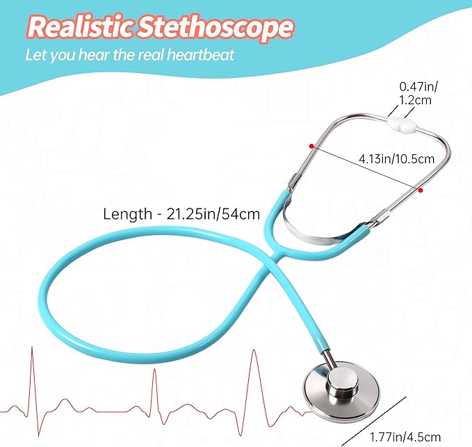 Kids Doctor Kit, 8 Pieces Kids Doctor Playset with Medical Storage Bag & Real Stethoscope, Pretend Play Doctor Toys for Toddler Boys Girls Aged 3 4 5 6
