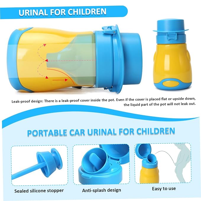 Travel Potty, 600ml Portable Urinal for Toddlers Boys, Leakproof Toddler Urinal with Lanyard, Reusable Potty Training for Car Camping TravelTravel