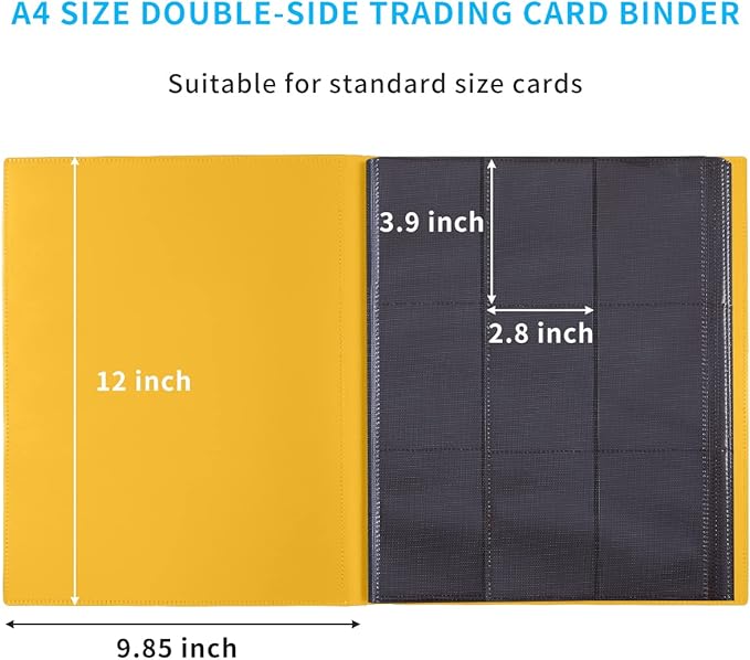 Upgraded 9 Pockets Trading Card Collection Binder, 360 Book Holder Album for Yugioh, MTG, TCG, Magic, Sports Cards - Yellow