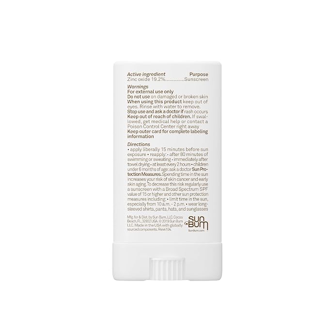 Sun Bum Baby Bum Mineral SPF 50 Sunscreen Stick - Hawaii 104 Act Compliant (Without Octinoxate & Oxybenzone) - UVA/UVB Face and Body Protection - Unscented for Sensitive Skin - Travel Size - 0.45 Oz
