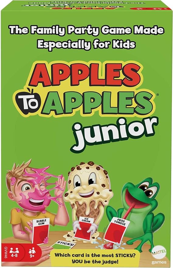 Mattel Games Apples to Apples Junior Kids Game, Card Game for Family Night with Kid-Friendly Words to Make Crazy Combinations